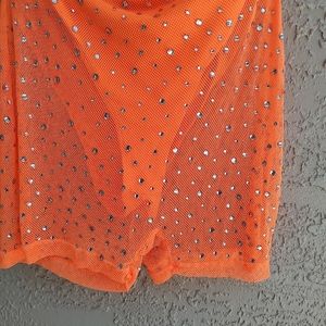 I heart Raves fishnet and rhinestone shorts